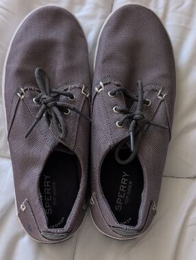 Sperry Kids Gray Canvas Lace-Up Boat Shoes
